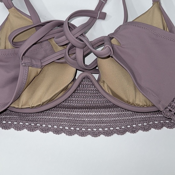 Shade & Shore Purple Underwire Bikini Top Crocheted Bodice Longline Cors… - Picture 5 of 8
